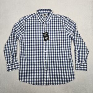 Under 510 Shirt Men Large Blue Gingham Check Lightweight Button Down Long Sleeve